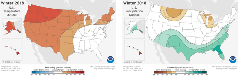 Temperature and precipitation outlooks for the U.S. this winter.